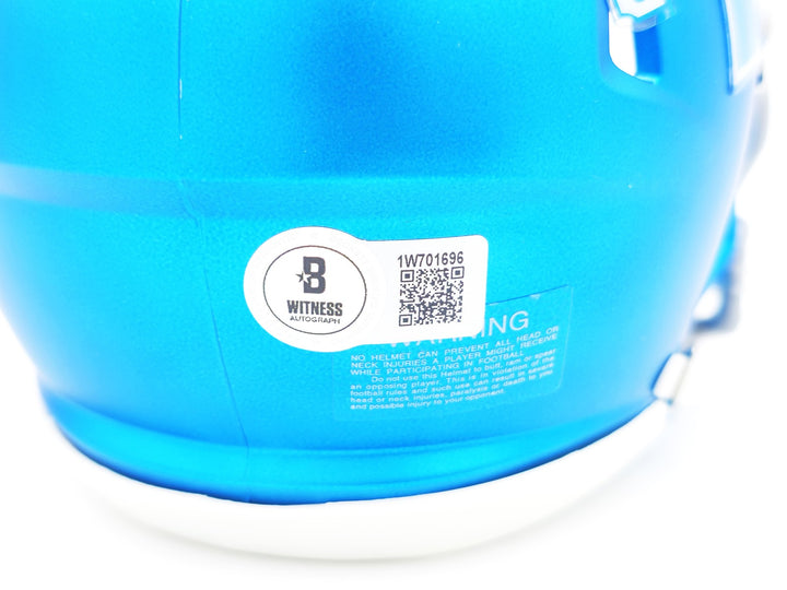 Sam LaPorta Auto Lions Flat Matte Blue 2023 Alternate Speed Mini Helmet Beckett