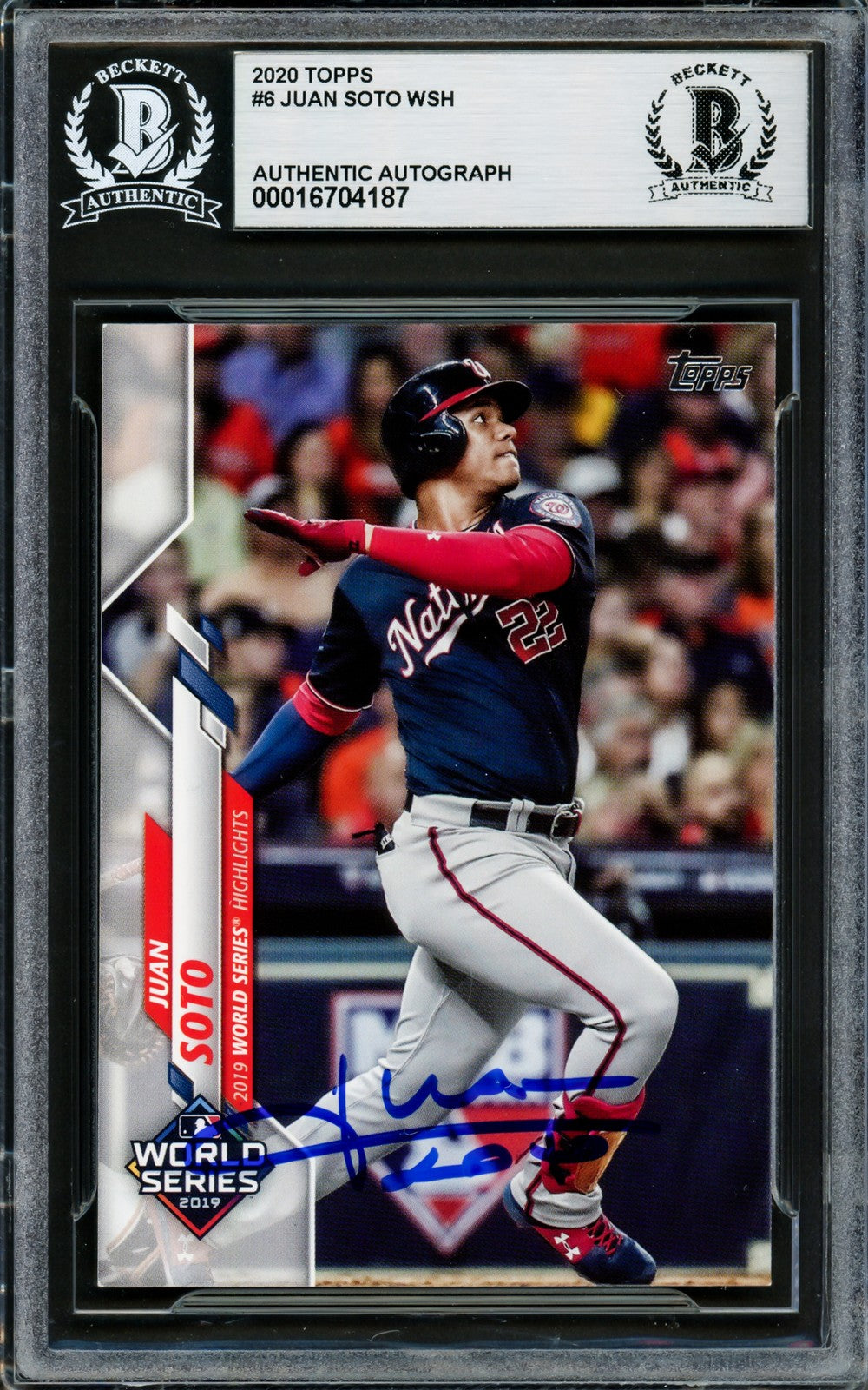 Juan Soto Autographed Signed 2020 Topps Card #6 New York Mets Beckett BAS