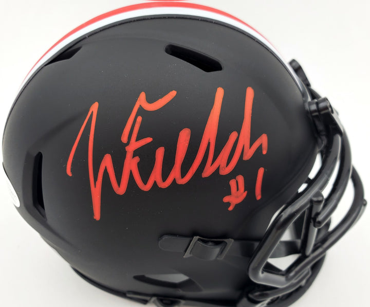 Justin Fields Signed Ohio State Buckeyes Eclipse Black Speed Mini Helmet Beckett