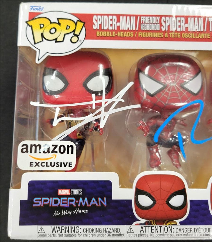 Tom Holland, Tobey Maguire, Andrew Garfield signed Spider-Man Funko BAS Beckett