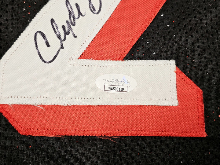 Portland Trail Blazers Clyde Drexler Autographed Signed Black Jersey JSA