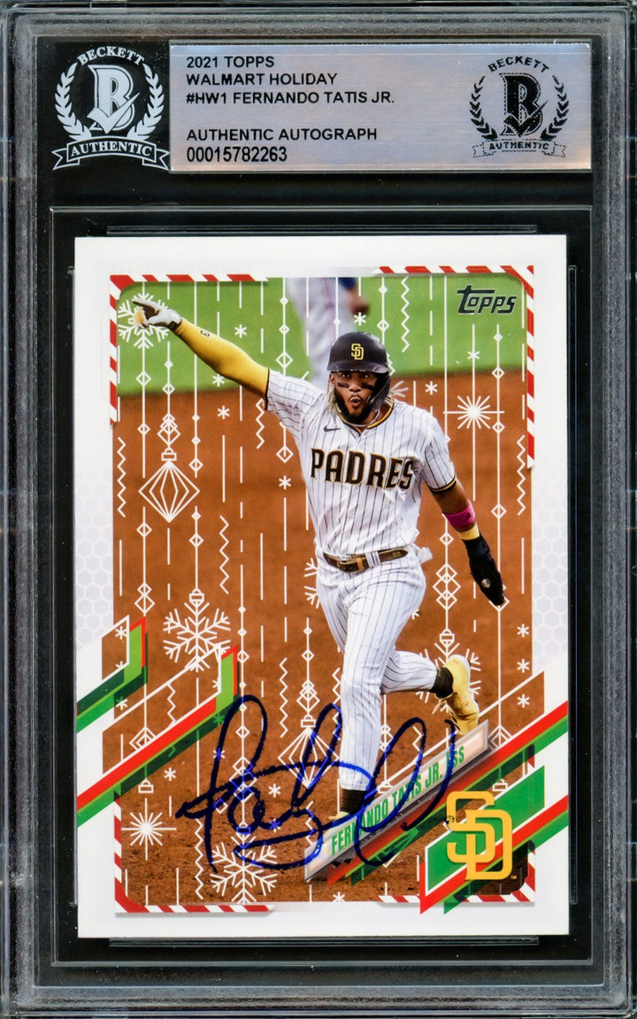 Fernando Tatis Jr. Signed 2021 Topps Holiday Card #HW1 San Diego Padres Beckett