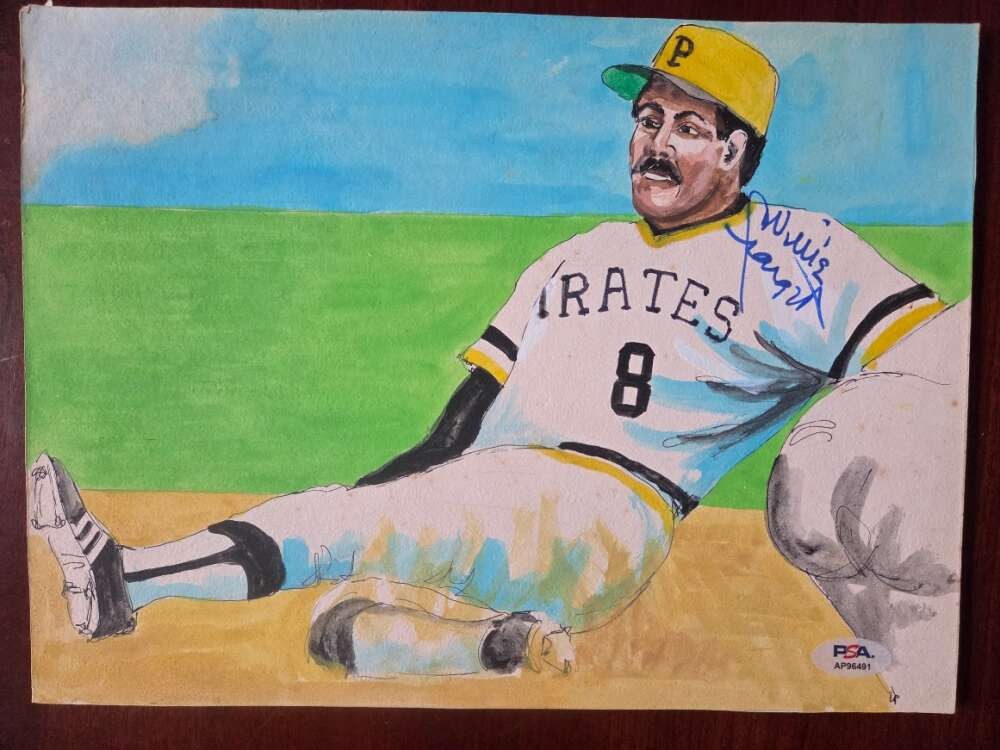 Willie Stargell PSA DNA Signed 9x12 Original Water Color Photo Autograph Pirates