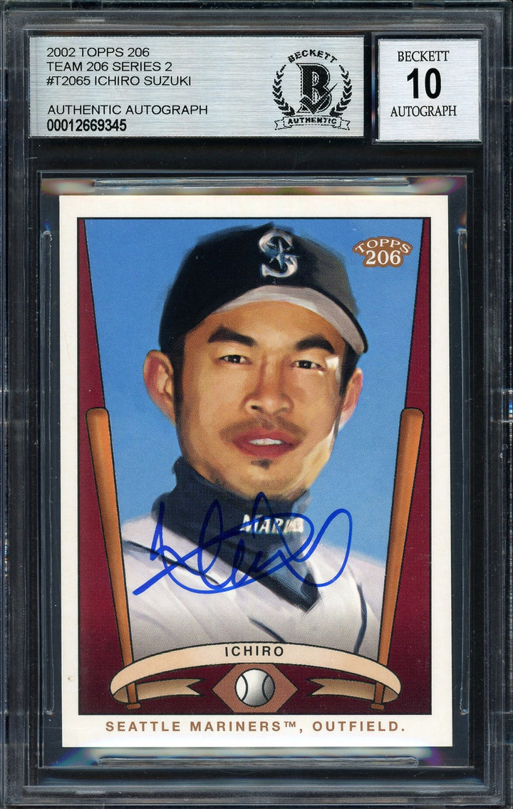 Ichiro Suzuki Signed 2002 Topps 206 Card T206-5 Seattle Mariners Auto 10 Beckett