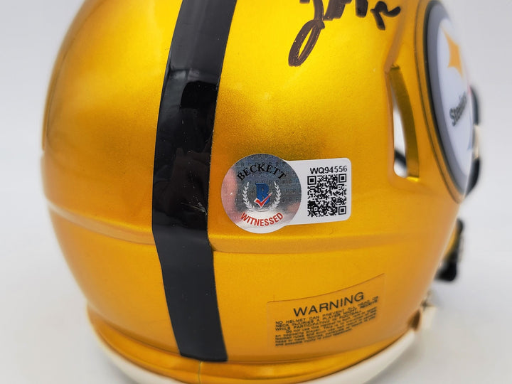 Terry Bradshaw Signed Pittsburgh Steelers Flash Yellow Mini Helmet Beckett