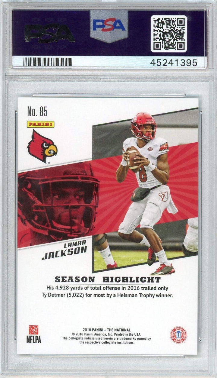 Graded 2018 Panini NTL Convention Lamar Jackson #85 Cardinals #/399 Card PSA 10