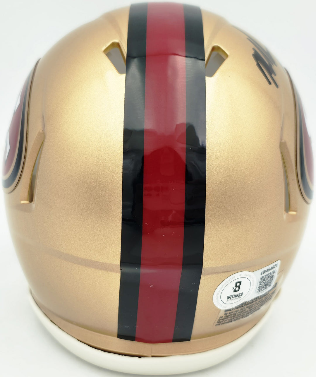 Mike Singletary Auto 49ers Gold 96-08 Throwback Speed Mini Helmet Beckett Witnes