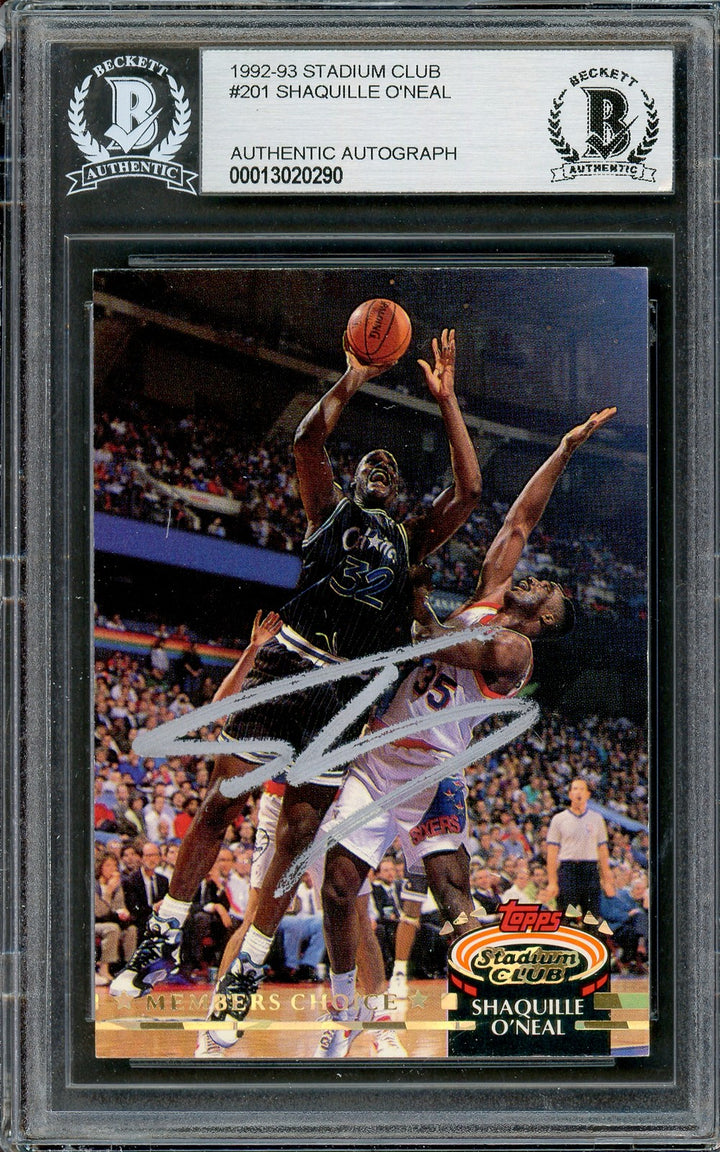 Shaquille O'Neal Signed 1992-93 Stadium Club Members Only RC 201 Magic Beckett