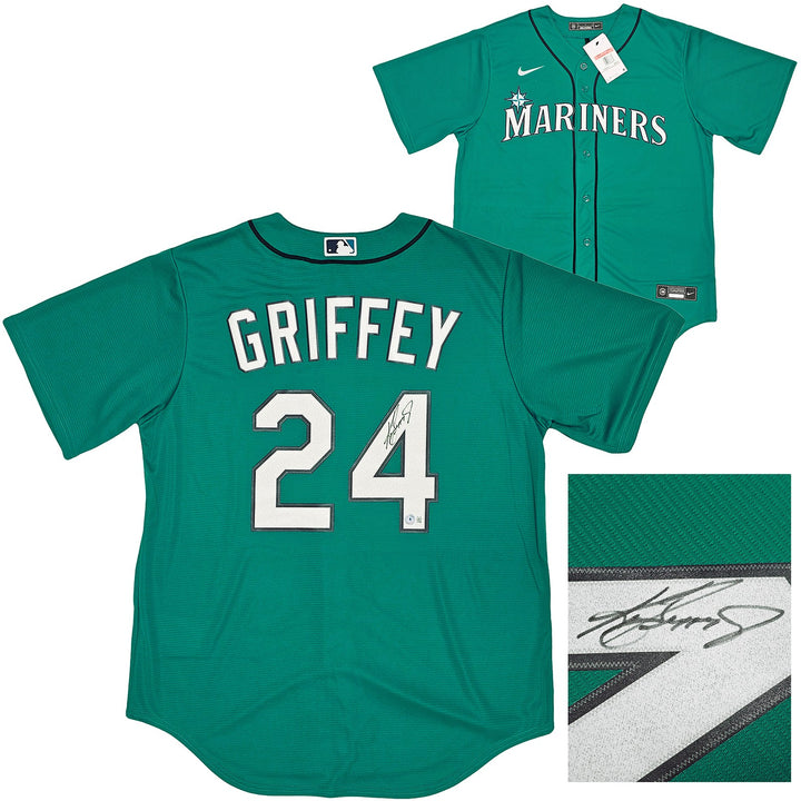 Seattle Mariners Ken Griffey Jr. Signed Teal Nike Jersey Size L Beckett Wit