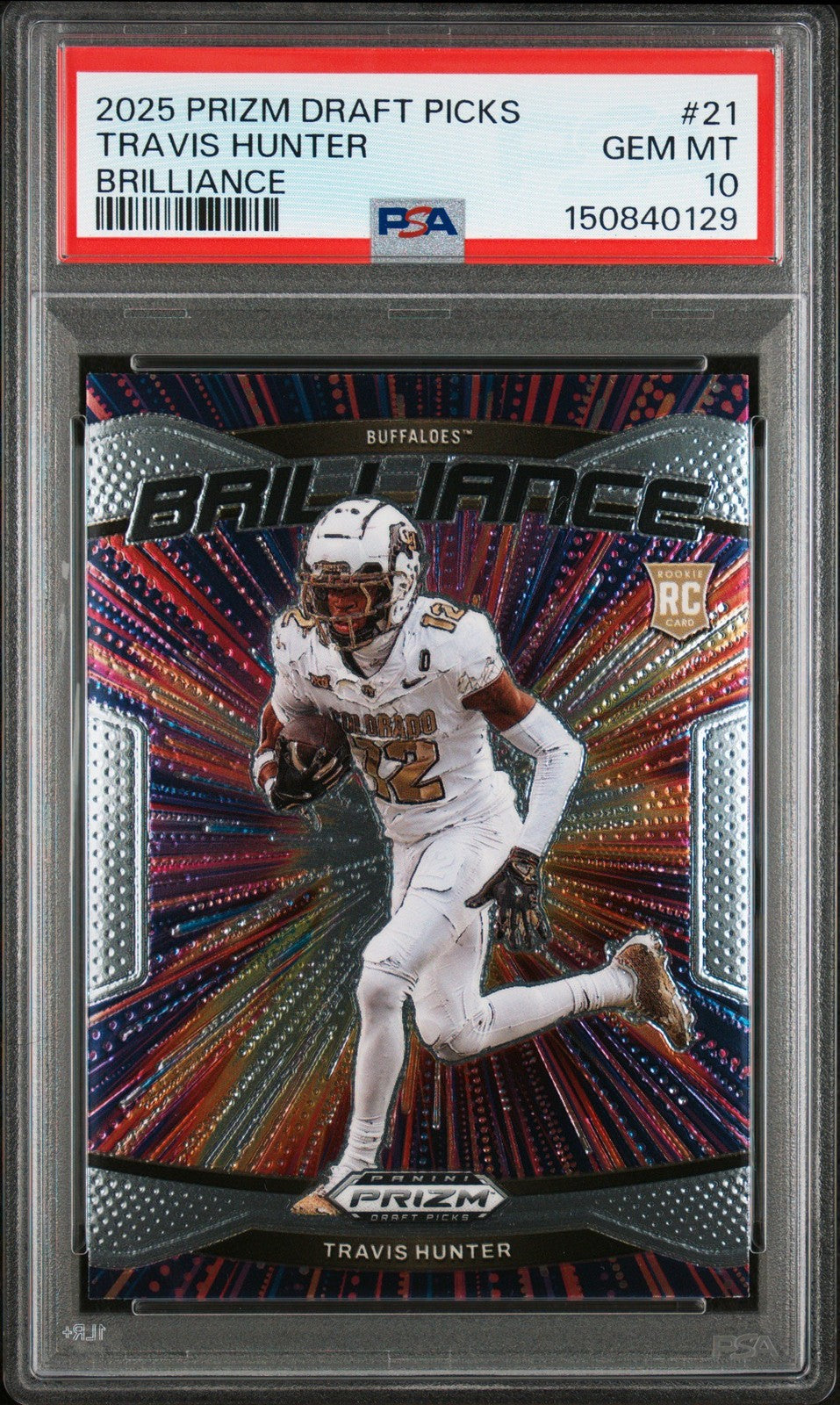 Graded 2025 Prizm DP Travis Hunter #21 Brilliance RC Football Card PSA 10