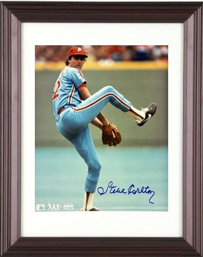 Steve Carlton signed Philadelphia Phillies 8x10 Photo minor dings Framed- COA