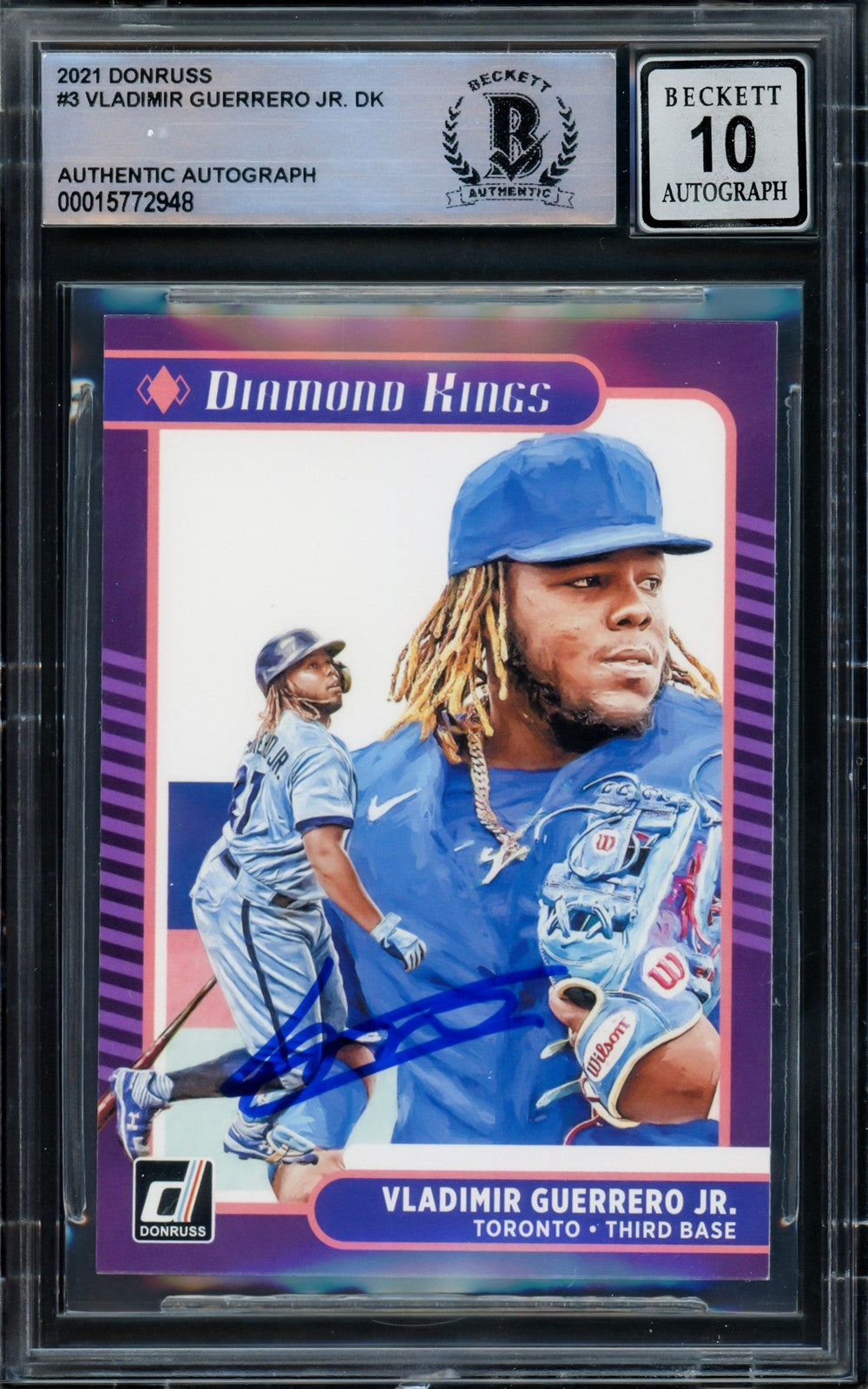 Vladimir Guerrero Jr. Signed 2021 Donruss Diamond Kings Card 3 Sig 10 Beckett