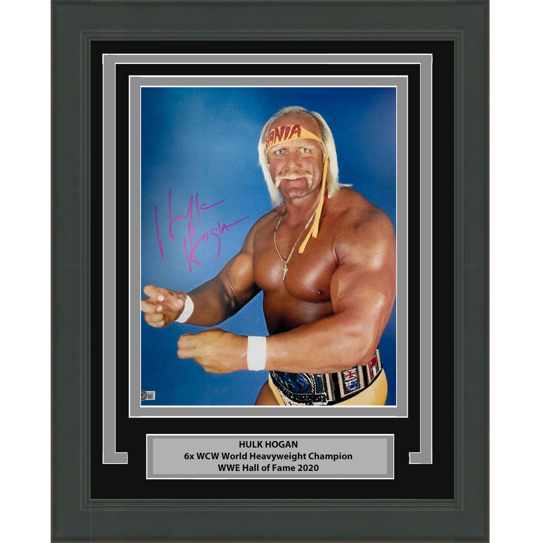 Framed Autographed/Signed Hulk Hogan 16x20 WWE WWF Photo Beckett BAS COA #8
