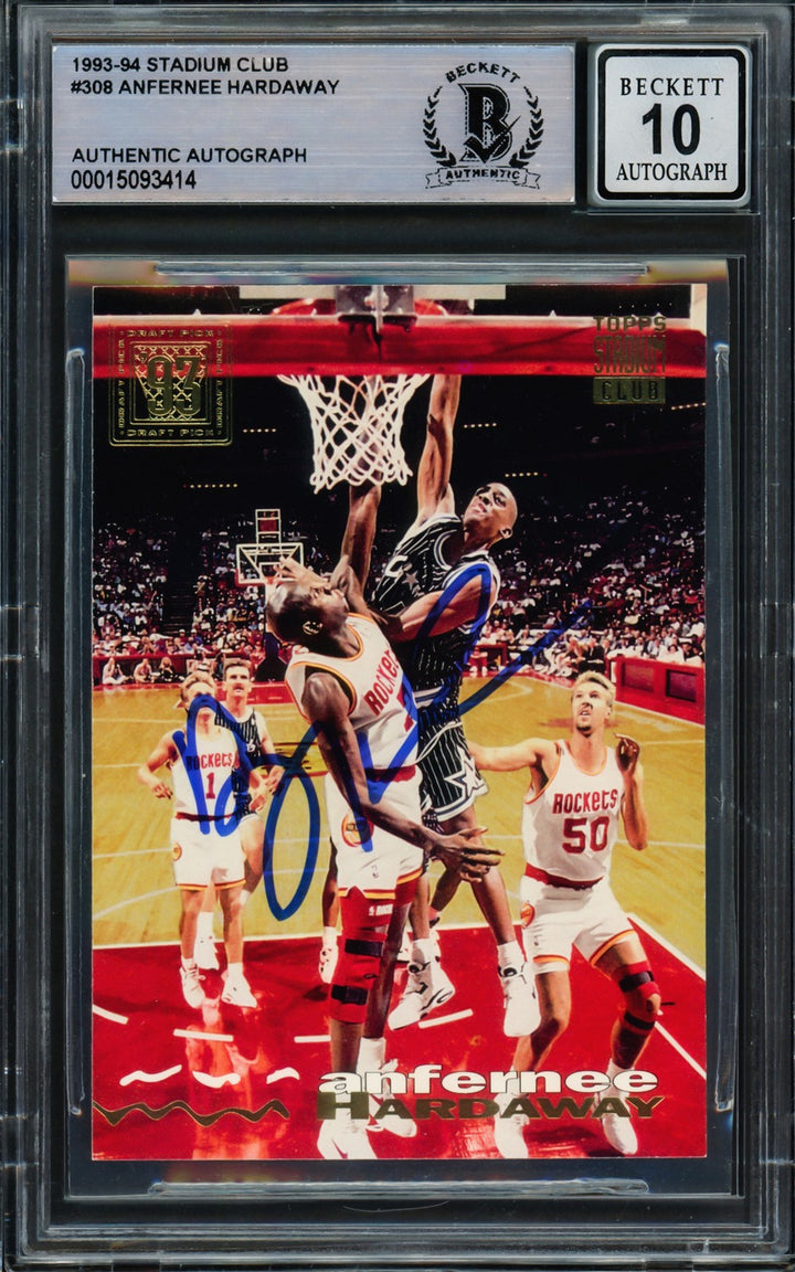 Anfernee Hardaway Signed 1993-94 Stadium Club RC 308 Magic Auto GM 10 Beckett