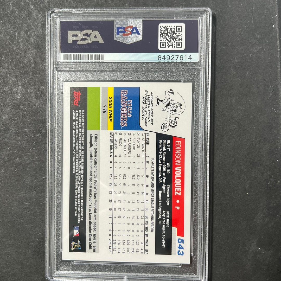 2006 Topps #543 Edinson Volquez Signed Card PSA Slabbed Auto Rangers