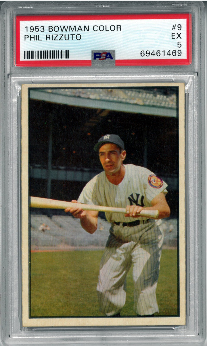 Phil Rizzuto 1953 Bowman Color Baseball Card #9- PSA Graded 5 EX