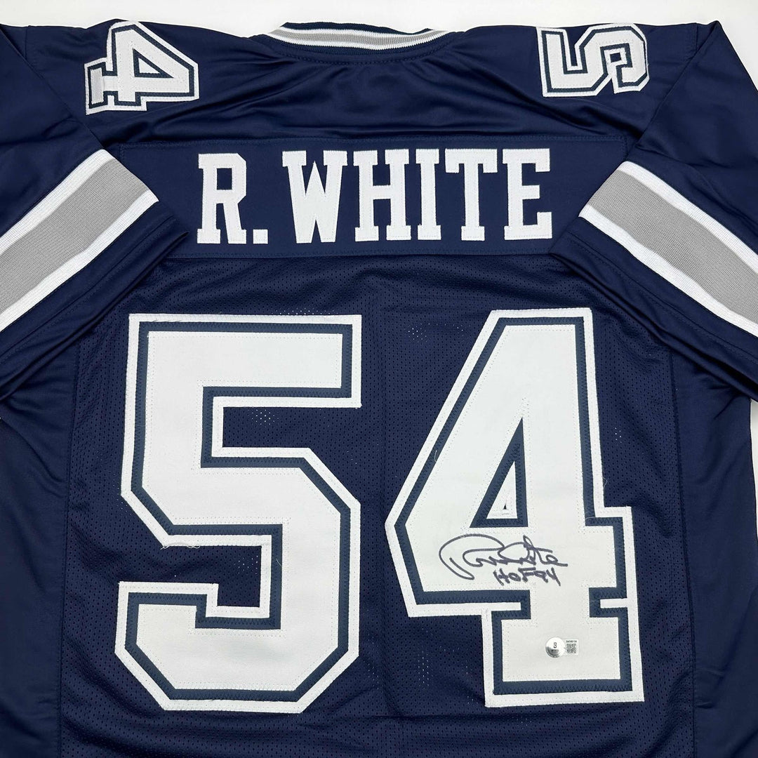 Autographed/Signed RANDY WHITE HOF 94 Dallas Blue Football Jersey JSA COA Auto