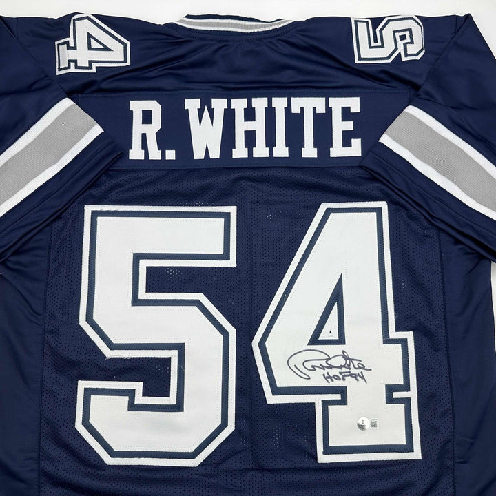 Autographed/Signed RANDY WHITE HOF 94 Dallas Blue Football Jersey JSA COA Auto