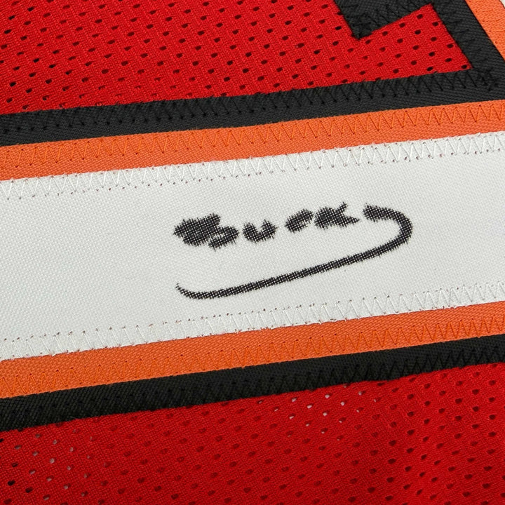 Autographed/Signed Bucky Irving Tampa Bay Red Jersey Beckett BAS COA