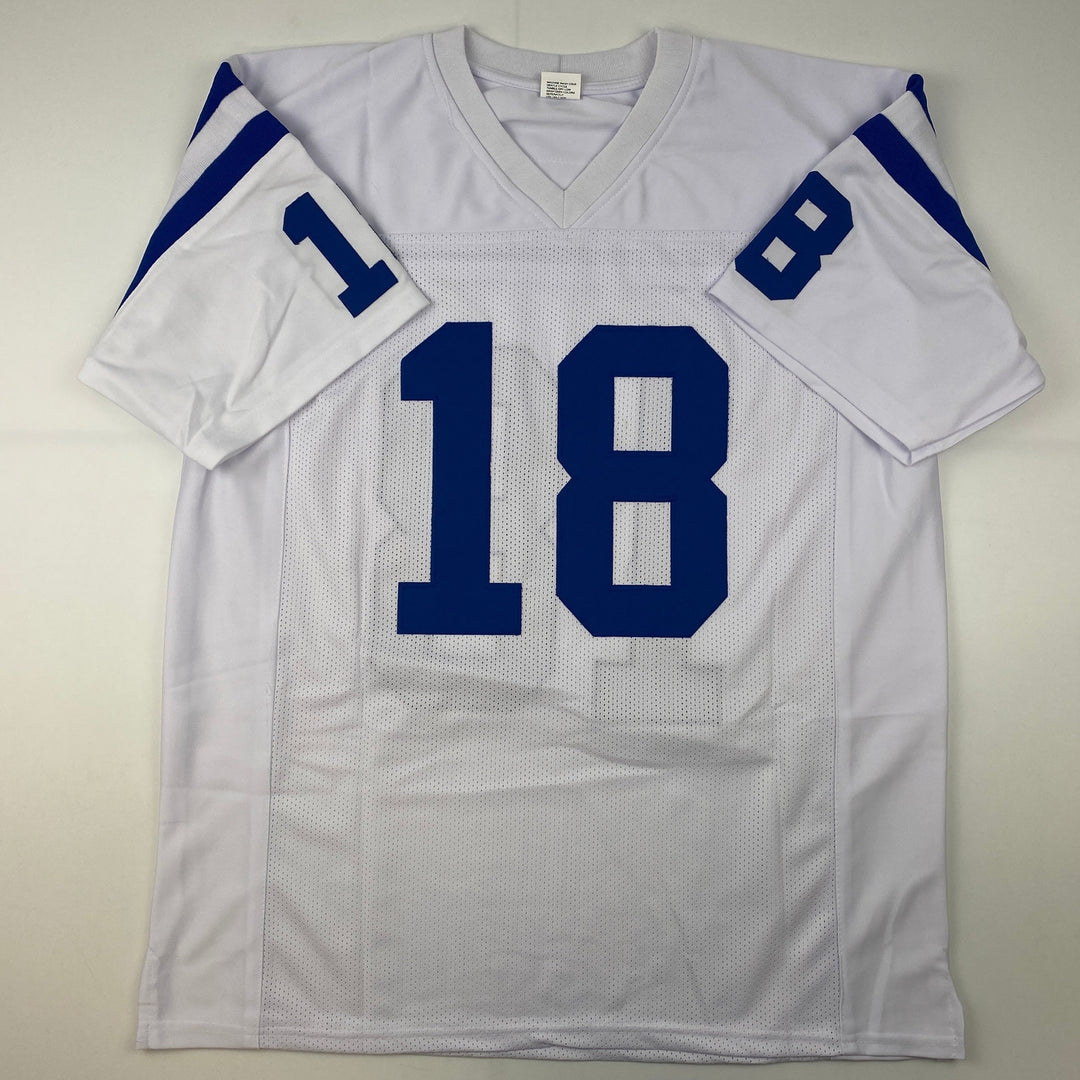 Facsimile Autographed Peyton Manning Indianapolis White Reprint Jersey Men's XL
