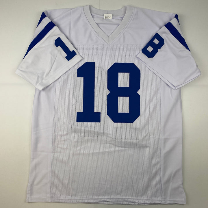 Facsimile Autographed Peyton Manning Indianapolis White Reprint Jersey Men's XL