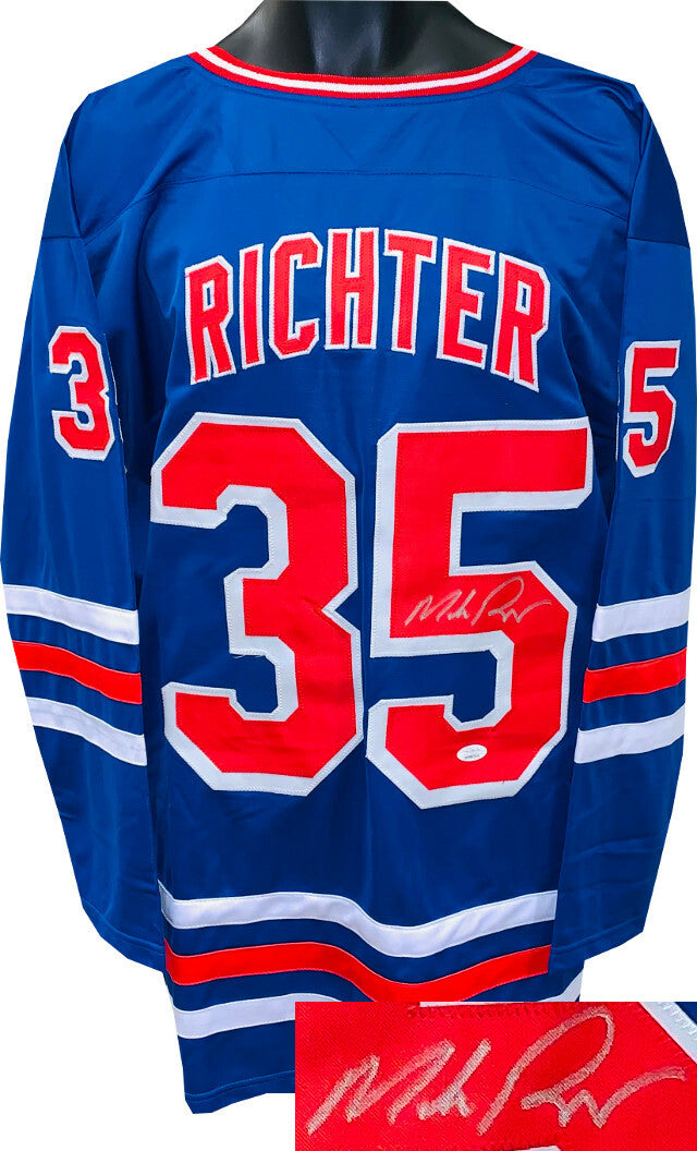 Mike Richter signed Blue Custom Stitched Pro Style Hockey Jersey XL- JSA Witness