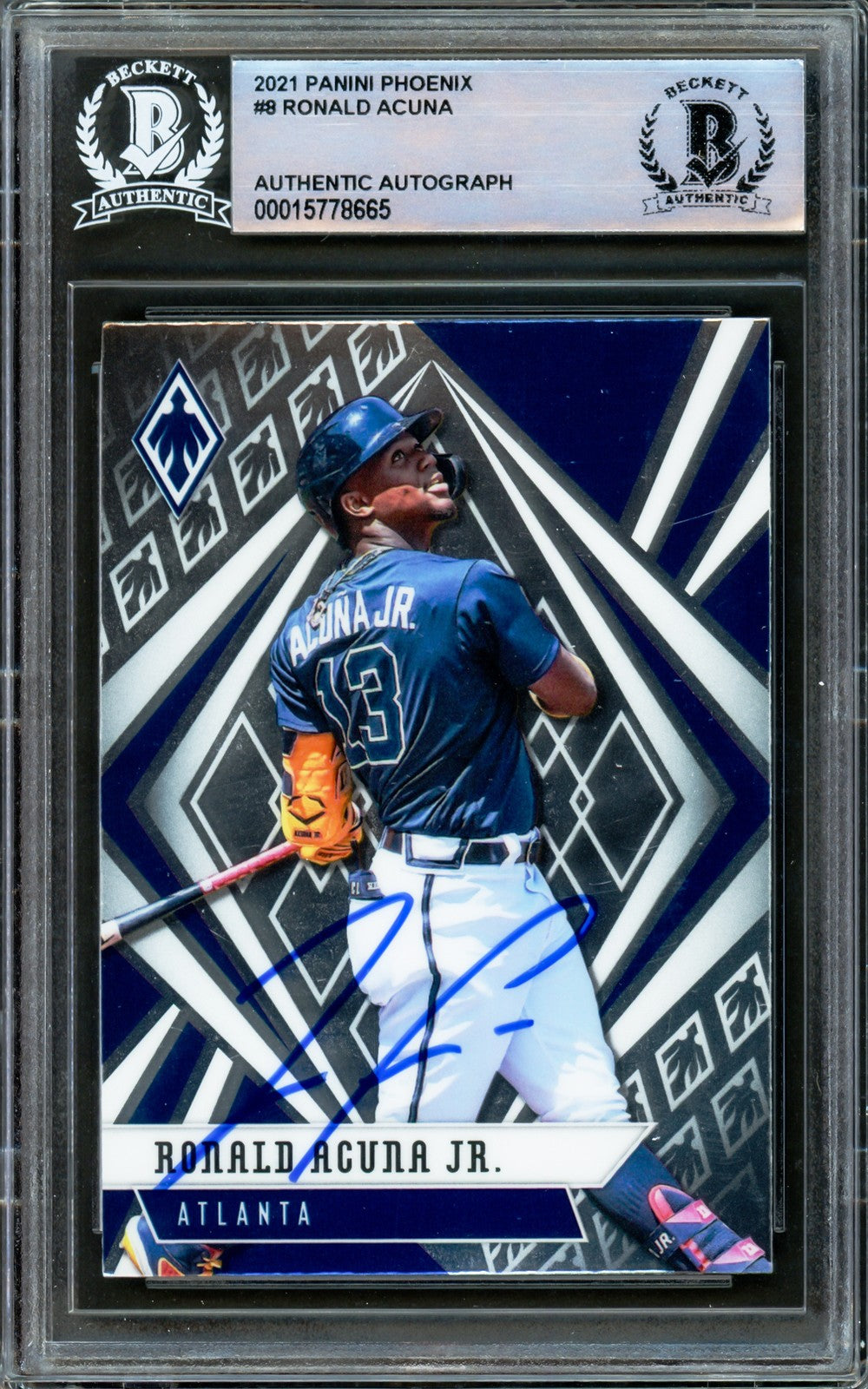 Ronald Acuna Jr. Signed 2021 Panini Chronicles Phoenix XR Card 8 Braves Beckett