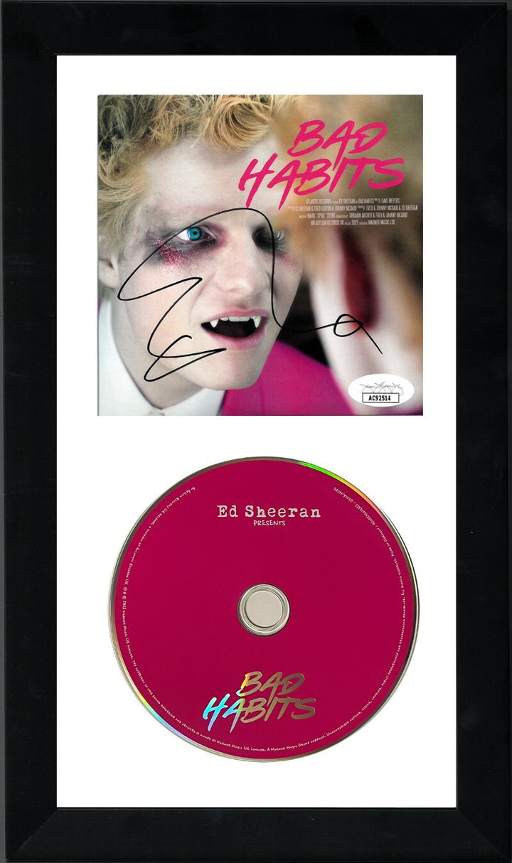 Ed Sheeran signed 2021 Bad Habits Atlantic Records Single Cover/CD Framed 6.5x12
