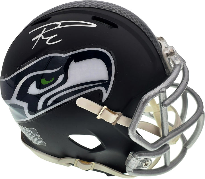 Russell Wilson Signed Seahawks Matte Black Speed Mini Helmet In Silver RW Holo