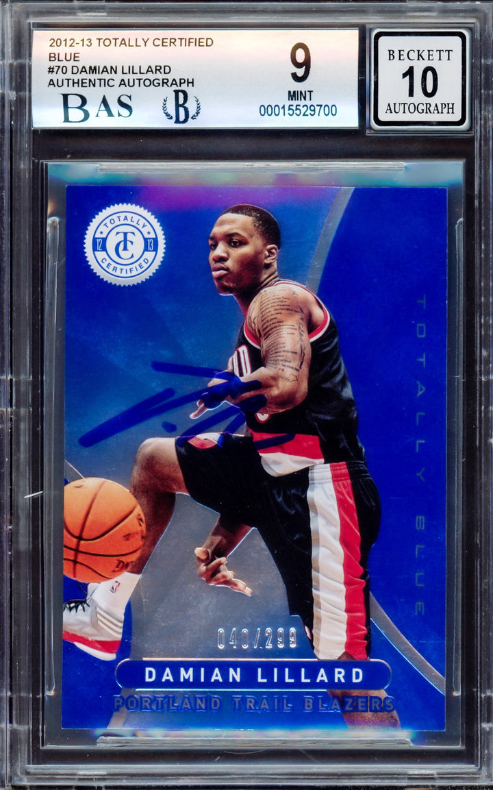 Damian Lillard Auto 2012-13 Panini Totally Certified Blue RC 70 BG 9 Sig 10 /299