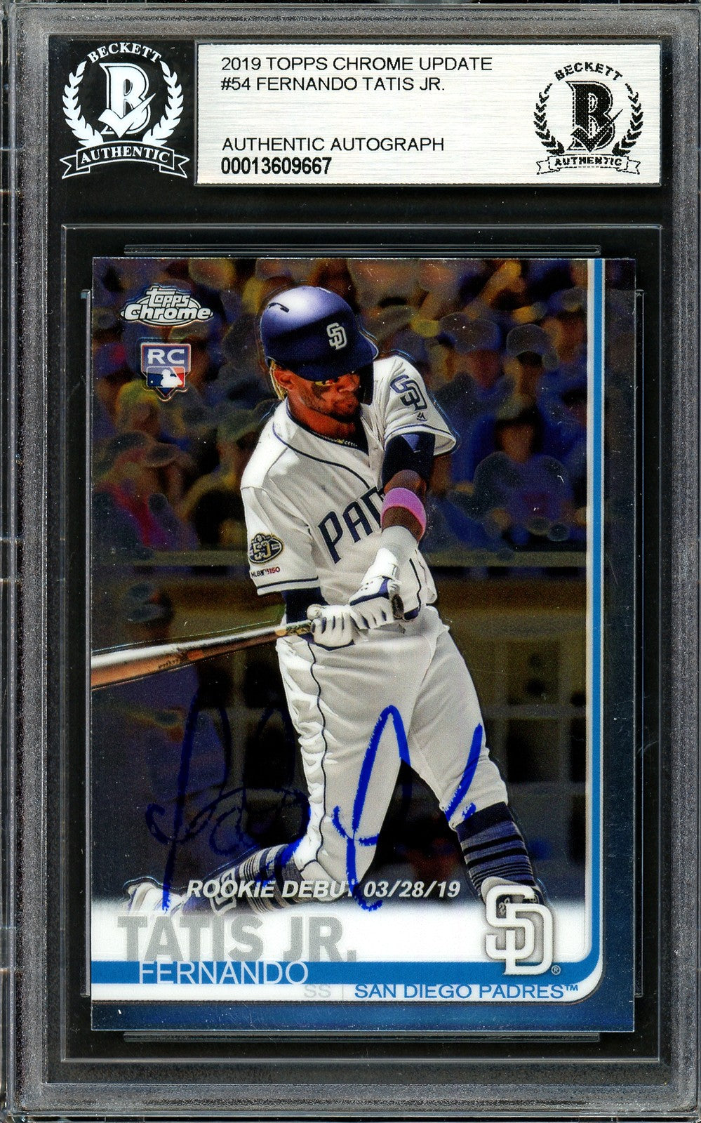 Fernando Tatis Jr. Auto 2019 Topps Chrome Update RC 54 Padres (Bubbling) Beckett