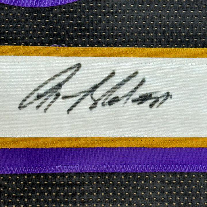 FRAMED Autographed/Signed ANQUAN BOLDIN 33x42 Baltimore Black Jersey Beckett COA