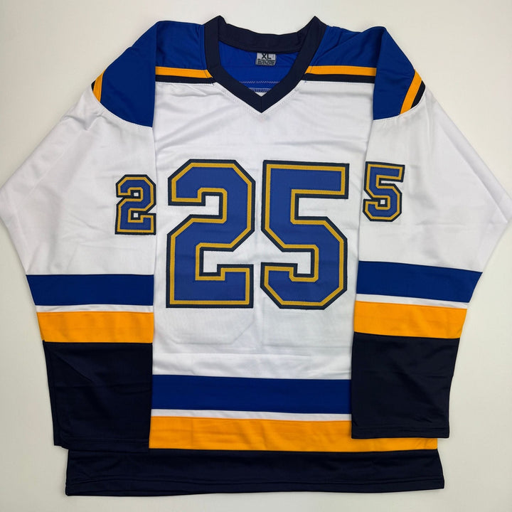Autographed/Signed Jordan Kyrou St. Louis White Hockey Jersey Beckett BAS COA