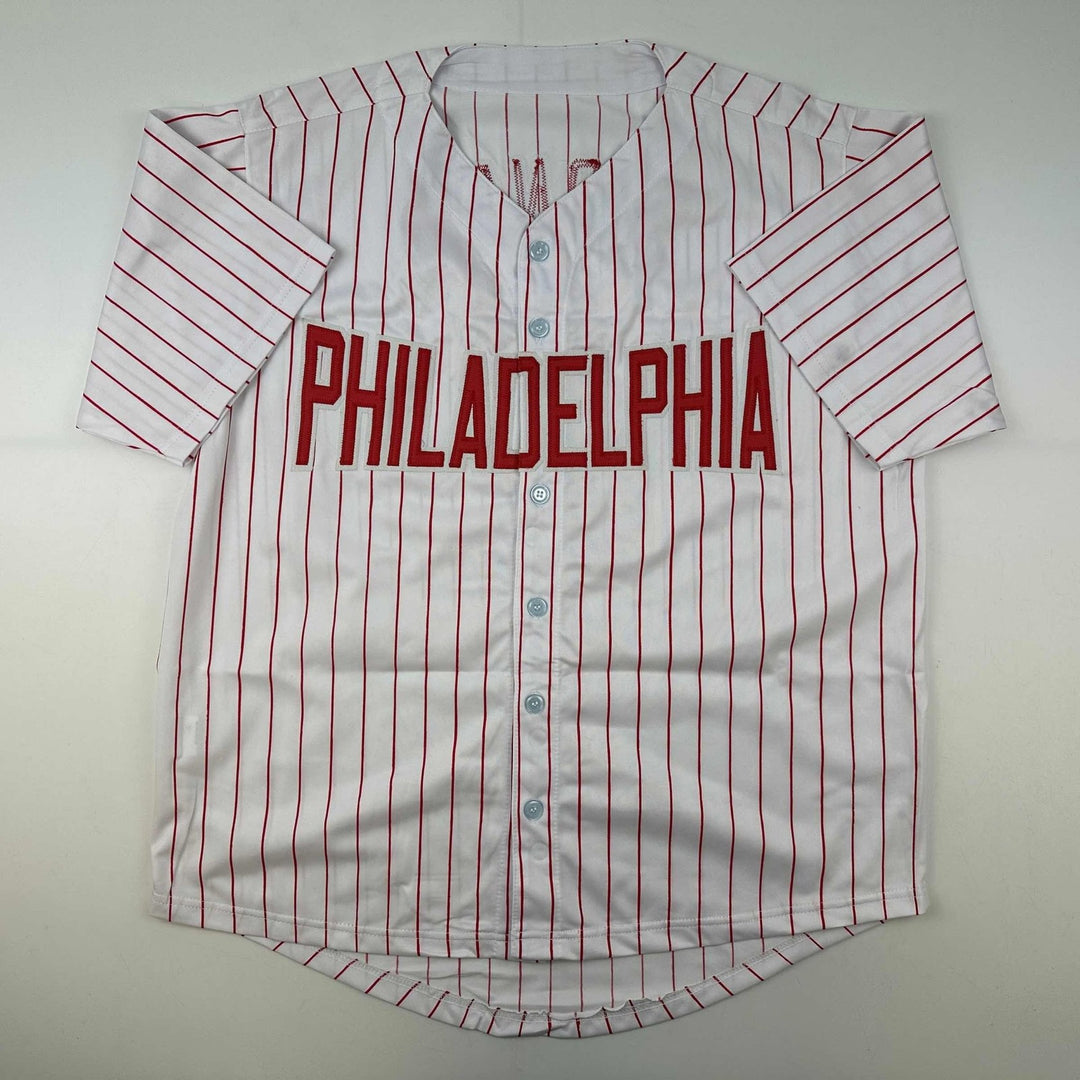 Autographed/Signed Trea Turner Philadelphia Pinstripe Jersey Beckett COA
