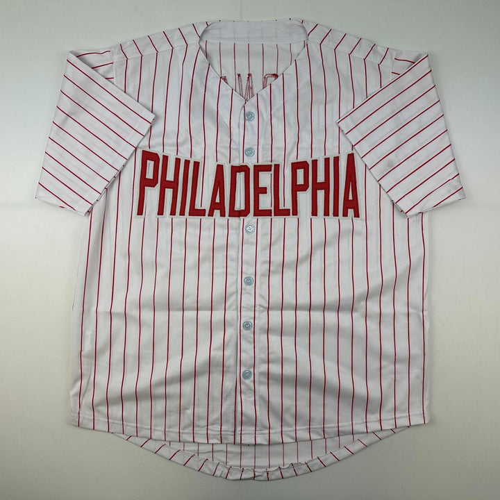Autographed/Signed Trea Turner Philadelphia Pinstripe Jersey Beckett COA