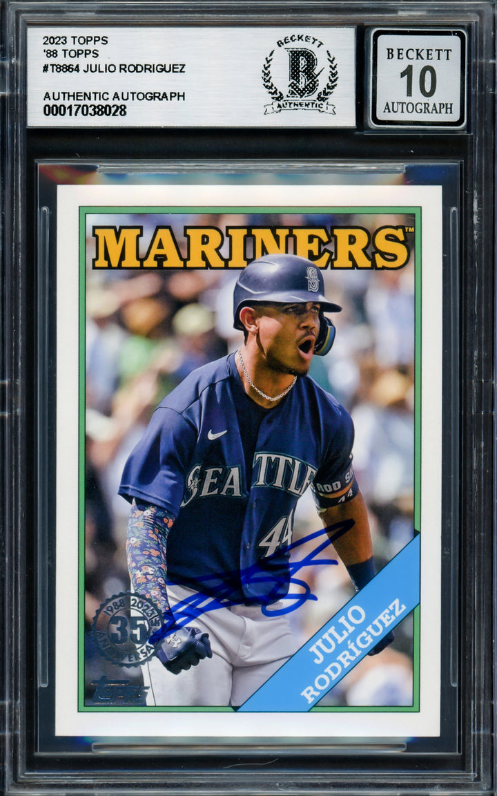 Julio Rodriguez Signed 2023 Topps 35th Anniversary Card T88-64 Sig 10 Beckett