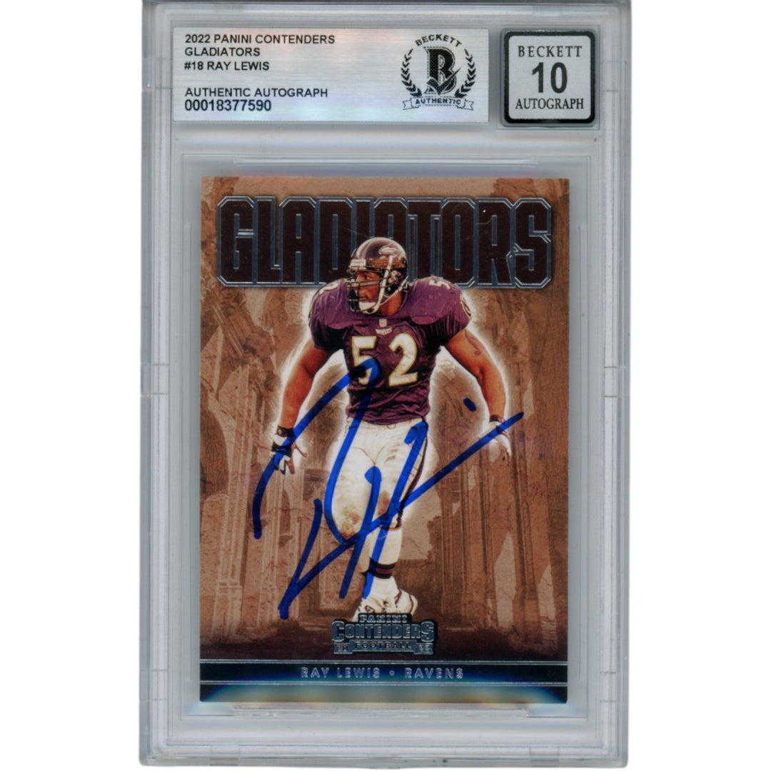 Ray Lewis Autographed 2022 Panini Gladiators #GLD-RLE Trading Card Beckett 52998
