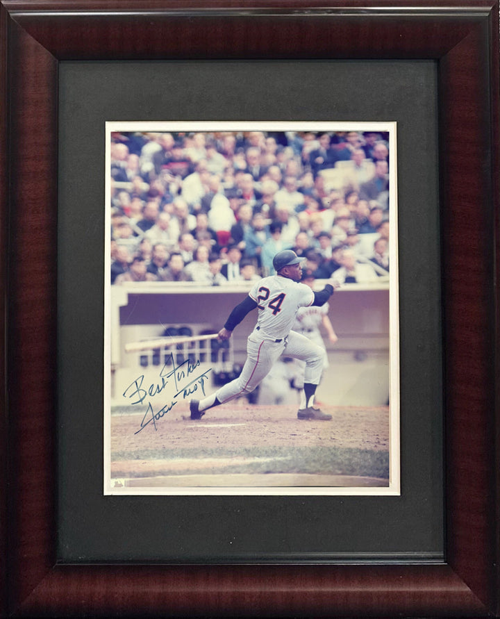 Willie Mays Signed 8x10 Photo Framed Giants Best Wishes Auto Jack Lang Hof Coa