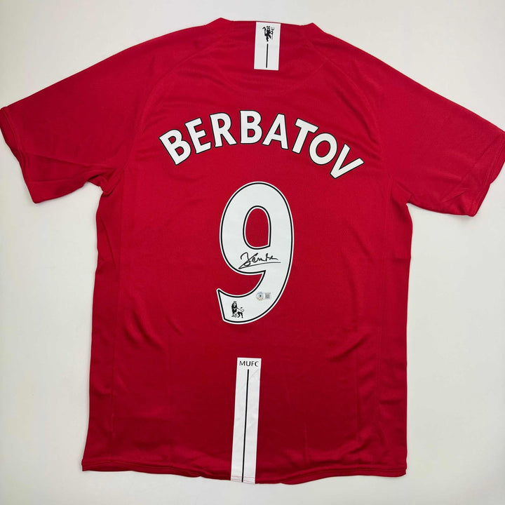 Autographed/Signed DImitar Berbatov Manchester United Red Jersey BAS COA