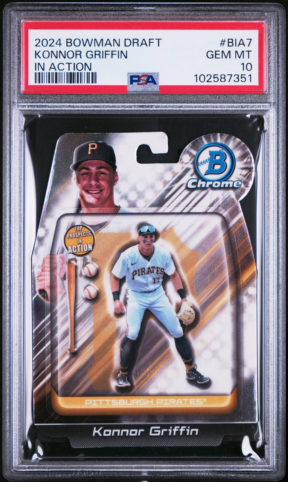 Graded 2024 Bowman Draft Konnor Griffin #BIA7 In Action RC Baseball Card PSA 10