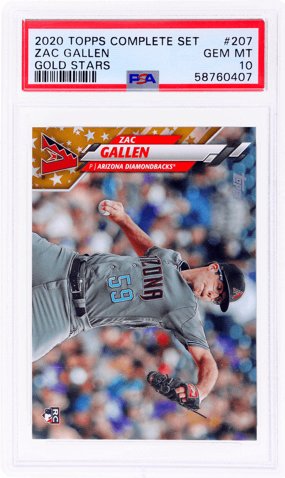 Graded 2020 Topps Complete Set Zac Gallen #207 Gold Star RC Card PSA 10