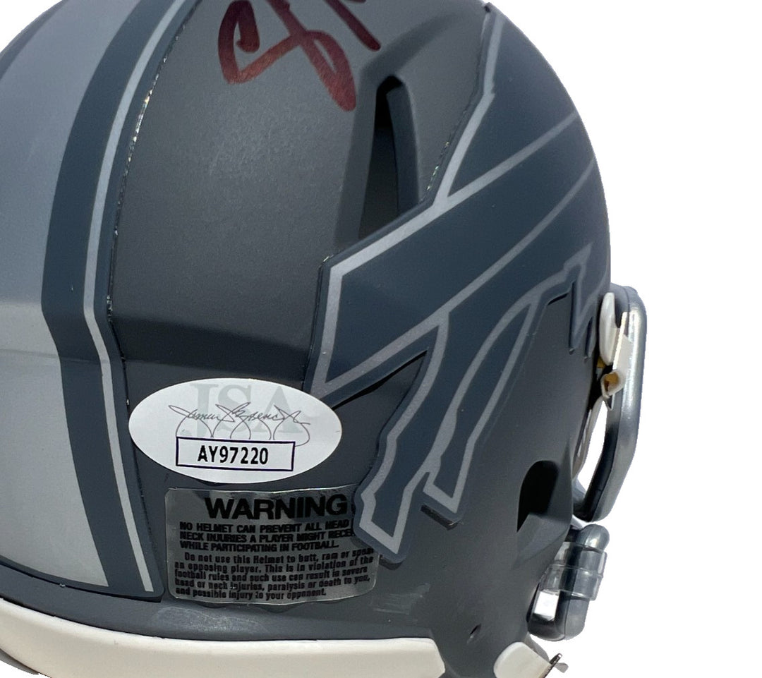 SEAN MCDERMOTT SIGNED AUTOGRAPHED BUFFALO BILLS SLATE FOOTBALL MINI HELMET JSA
