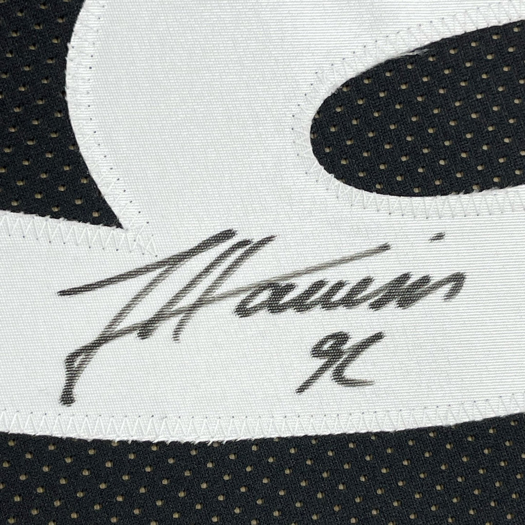 FRAMED Autographed/Signed JAMES HARRISON 33x42 Pittsburgh Black Jersey COA