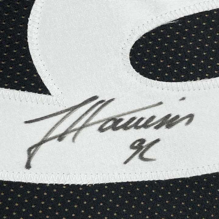 FRAMED Autographed/Signed JAMES HARRISON 33x42 Pittsburgh Black Jersey COA