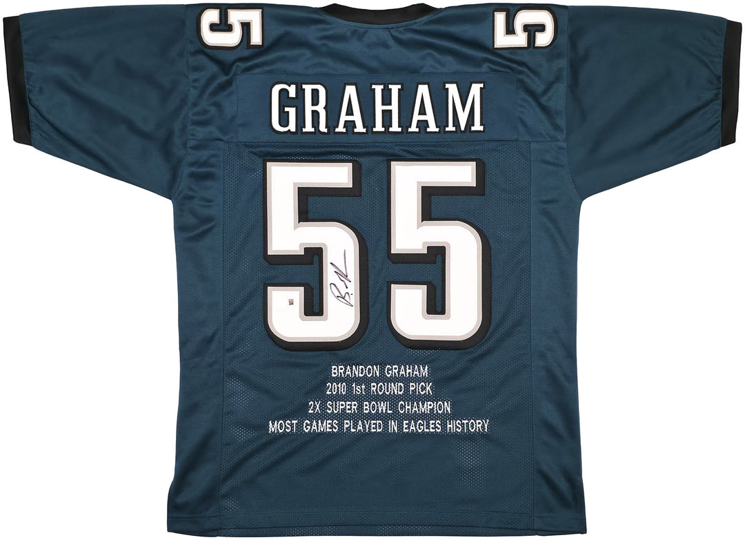Philadelphia Eagles Brandon Graham Auto Signed Green Stat Jersey Beckett Witness