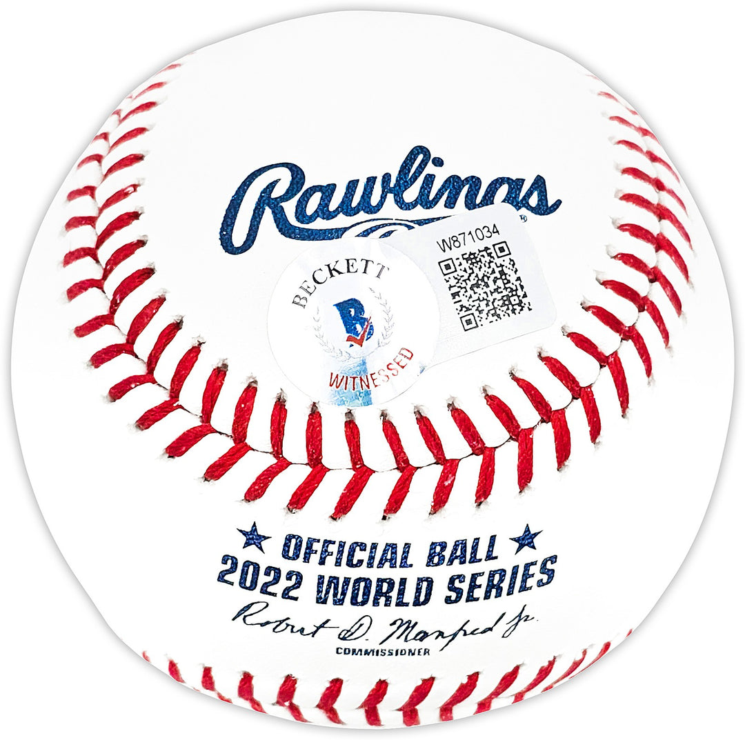 Kyle Tucker Signed 2022 WS Logo MLB Baseball Astros "2022 WS Champs" Beckett Wit