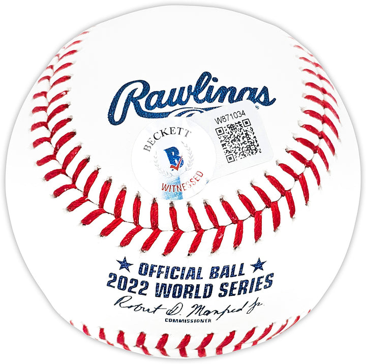 Kyle Tucker Signed 2022 WS Logo MLB Baseball Astros "2022 WS Champs" Beckett Wit