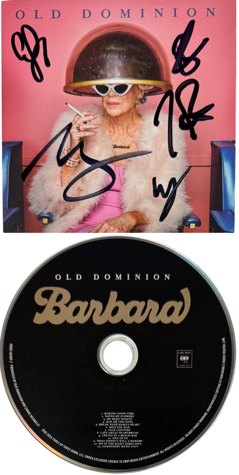 Old Dominion Band Signed 2025 Barbara Album Cover Booklet CD & Case -5 SIG – COA