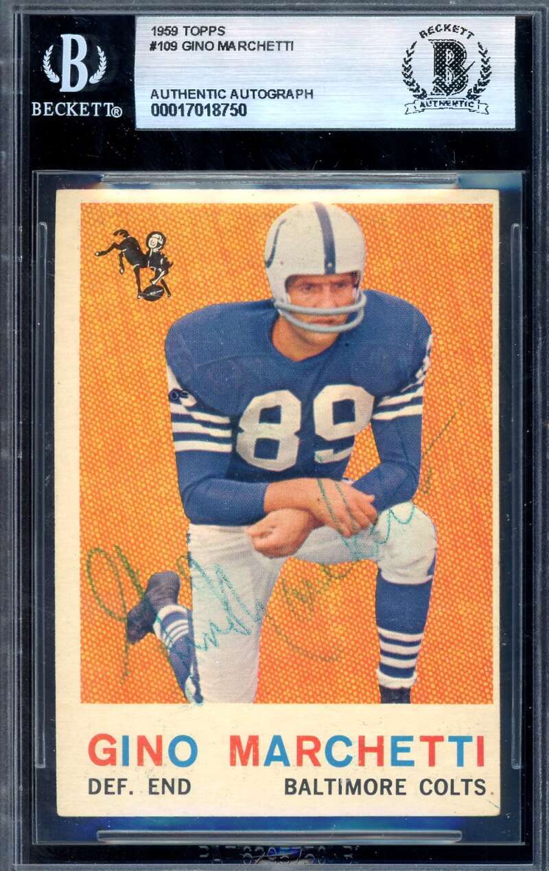 Gino Marchetti Beckett BAS Signed 1959 Topps Autograph