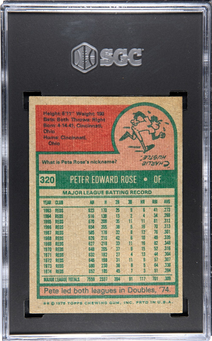 Pete Rose 1975 Topps Card #320- SGC Graded 4 VG-EX (Cincinnati Reds/Big Red Mach